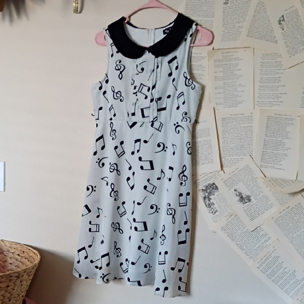 Ruby Rox Black and White Musical Note Dress